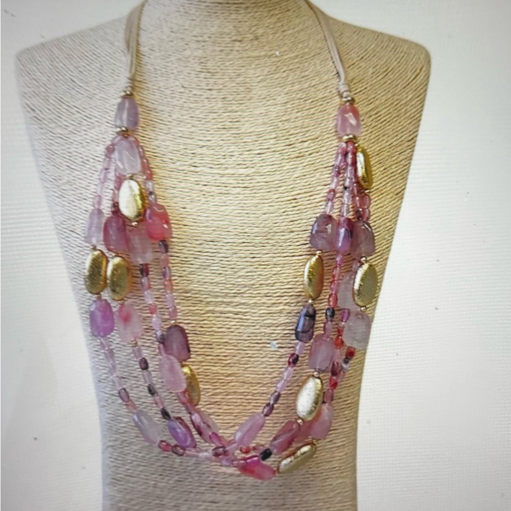 Bohemian Pastrl Pink Multi-Strand Necklace